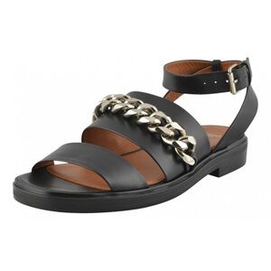 Givenchy Black Leather Chain-Accent Ankle Strap Sandals